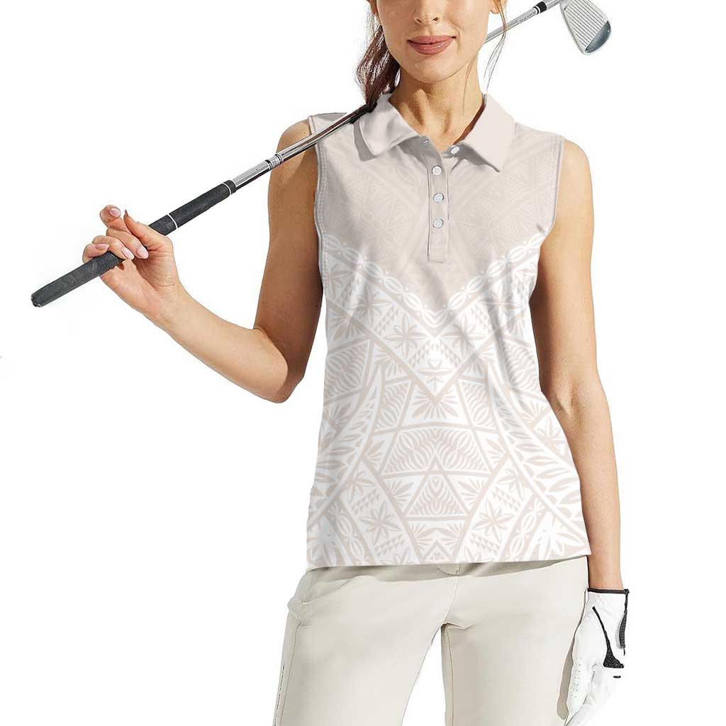Lotu Tamaiti Tongan Polynesian Art Pattern Women Sleeveless Polo Shirt Traditional Tribal Motifs - Polynesian Pride