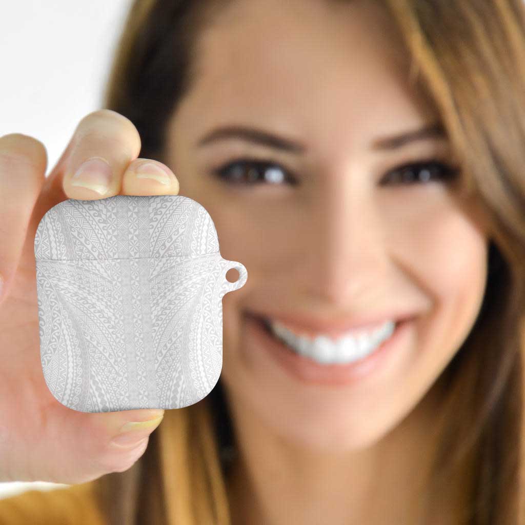 Lotu Tamaiti White Tongan Ngatu AirPods Case Polynesian Tribal Fonulei Pattern - Polynesian Pride