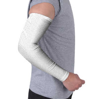 Lotu Tamaiti White Tongan Ngatu Arm Sleeves Polynesian Tribal Fonulei Pattern - Polynesian Pride