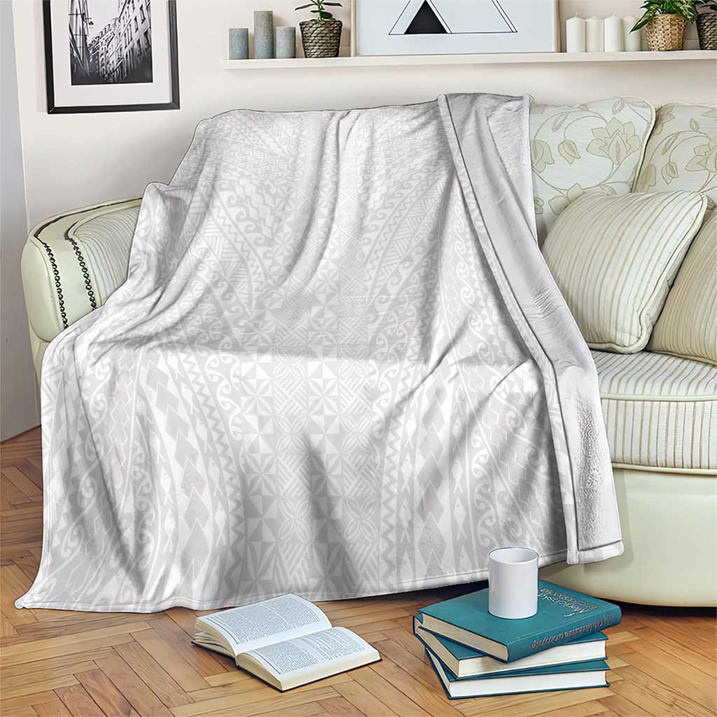 Lotu Tamaiti White Tongan Ngatu Blanket Polynesian Tribal Fonulei Pattern - Polynesian Pride