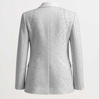 Lotu Tamaiti White Tongan Ngatu Blazer Polynesian Tribal Fonulei Pattern - Polynesian Pride