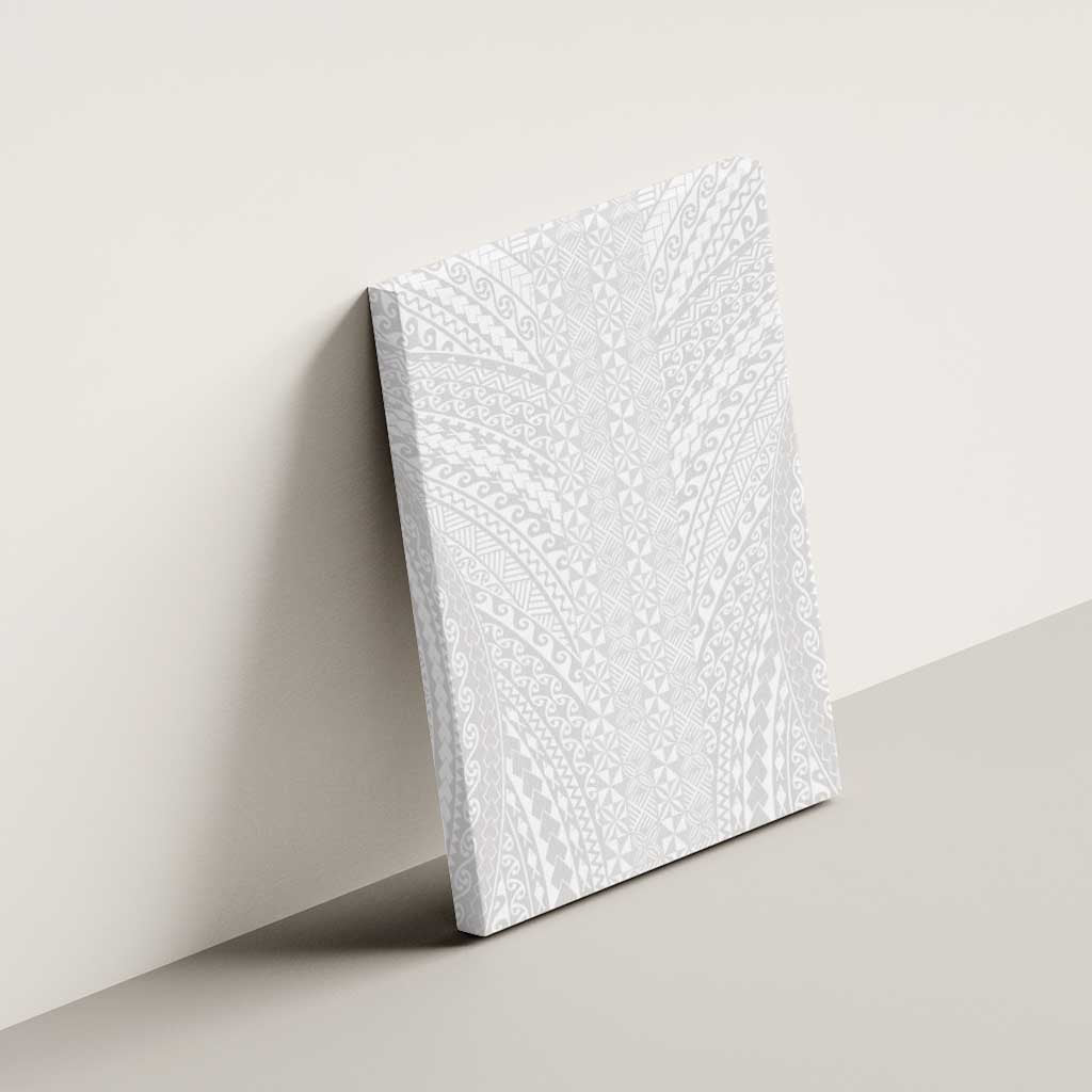Lotu Tamaiti White Tongan Ngatu Canvas Wall Art Polynesian Tribal Fonulei Pattern - Polynesian Pride