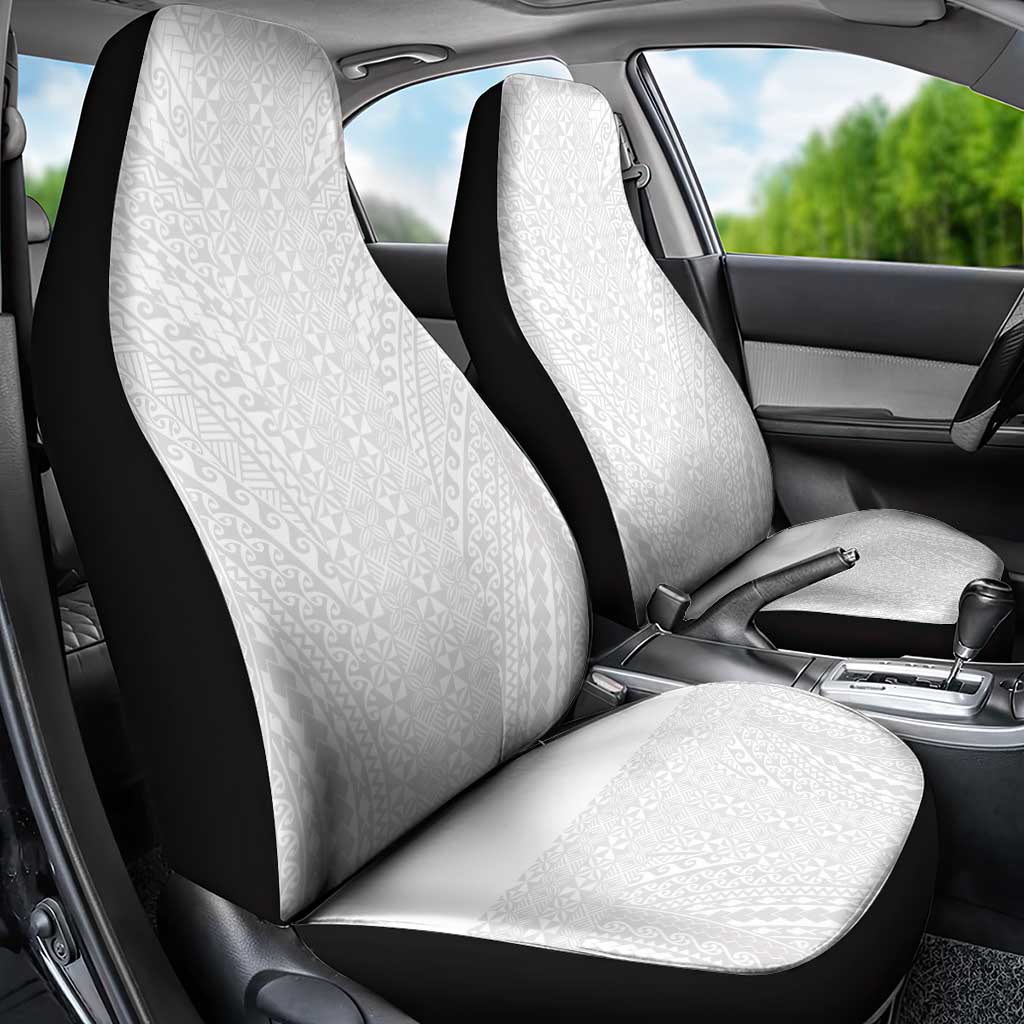 Lotu Tamaiti White Tongan Ngatu Car Seat Cover Polynesian Tribal Fonulei Pattern - Polynesian Pride