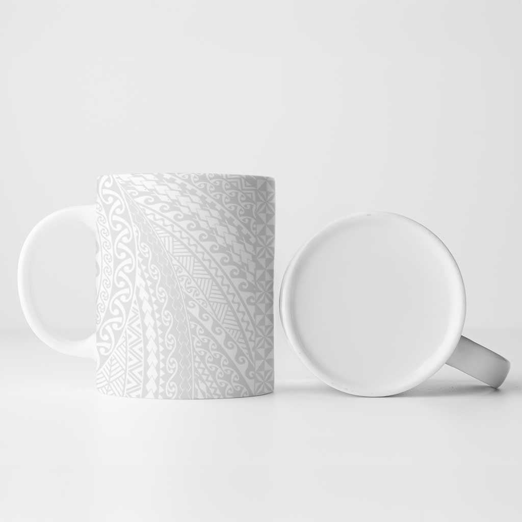 Lotu Tamaiti White Tongan Ngatu Ceramic Mug Polynesian Tribal Fonulei Pattern - Polynesian Pride