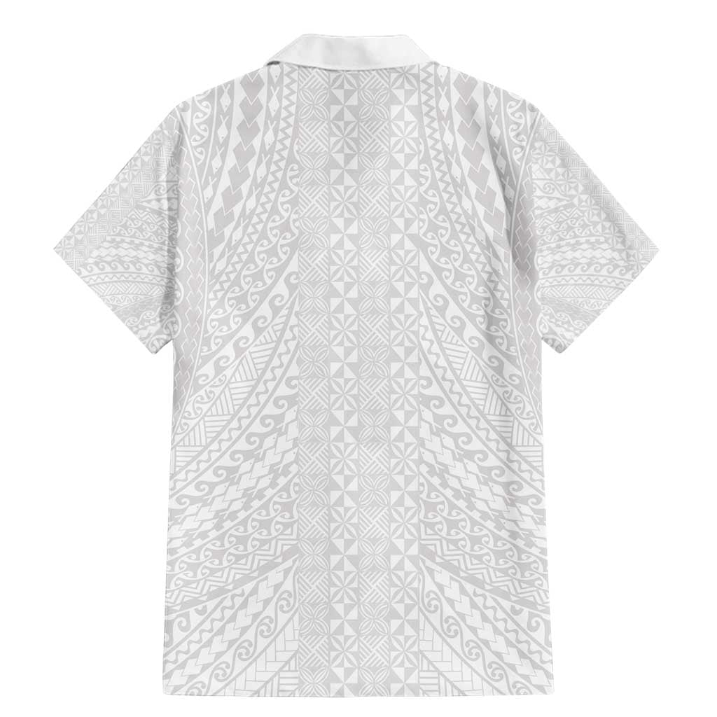 Lotu Tamaiti White Tongan Ngatu Family Matching Mermaid Dress and Hawaiian Shirt Polynesian Tribal Fonulei Pattern LT9 - Polynesian Pride