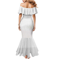 Lotu Tamaiti White Tongan Ngatu Family Matching Mermaid Dress and Hawaiian Shirt Polynesian Tribal Fonulei Pattern LT9 - Polynesian Pride