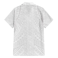 Lotu Tamaiti White Tongan Ngatu Family Matching Off The Shoulder Long Sleeve Dress and Hawaiian Shirt Polynesian Tribal Fonulei Pattern - Polynesian Pride