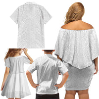 Lotu Tamaiti White Tongan Ngatu Family Matching Off Shoulder Short Dress and Hawaiian Shirt Polynesian Tribal Fonulei Pattern LT9 - Polynesian Pride