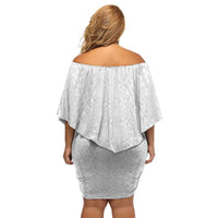 Lotu Tamaiti White Tongan Ngatu Family Matching Off Shoulder Short Dress and Hawaiian Shirt Polynesian Tribal Fonulei Pattern LT9 - Polynesian Pride