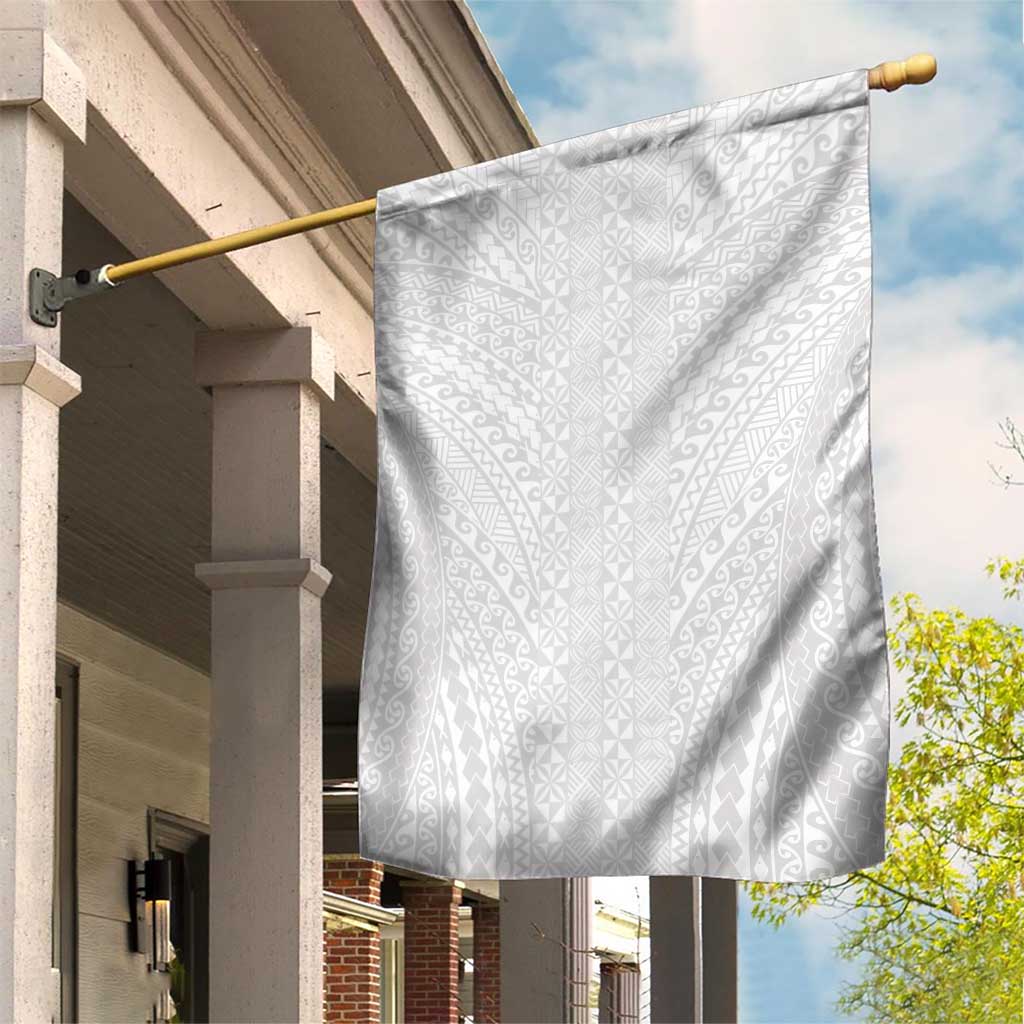 Lotu Tamaiti White Tongan Ngatu Garden Flag Polynesian Tribal Fonulei Pattern - Polynesian Pride