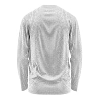 Lotu Tamaiti White Tongan Ngatu Long Sleeve Shirt Polynesian Tribal Fonulei Pattern - Polynesian Pride