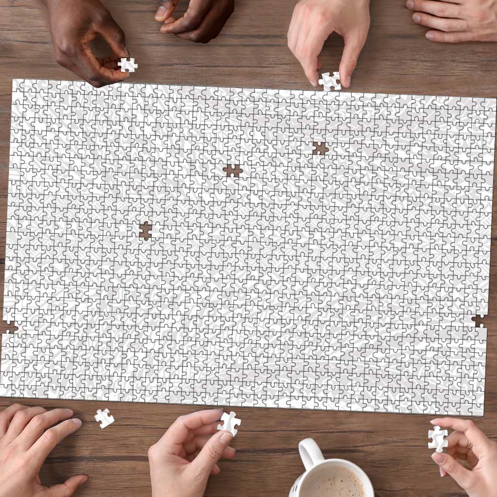 Lotu Tamaiti White Tongan Ngatu Puzzle Polynesian Tribal Fonulei Pattern - Polynesian Pride