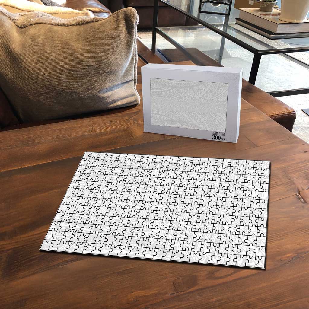 Lotu Tamaiti White Tongan Ngatu Puzzle Polynesian Tribal Fonulei Pattern - Polynesian Pride
