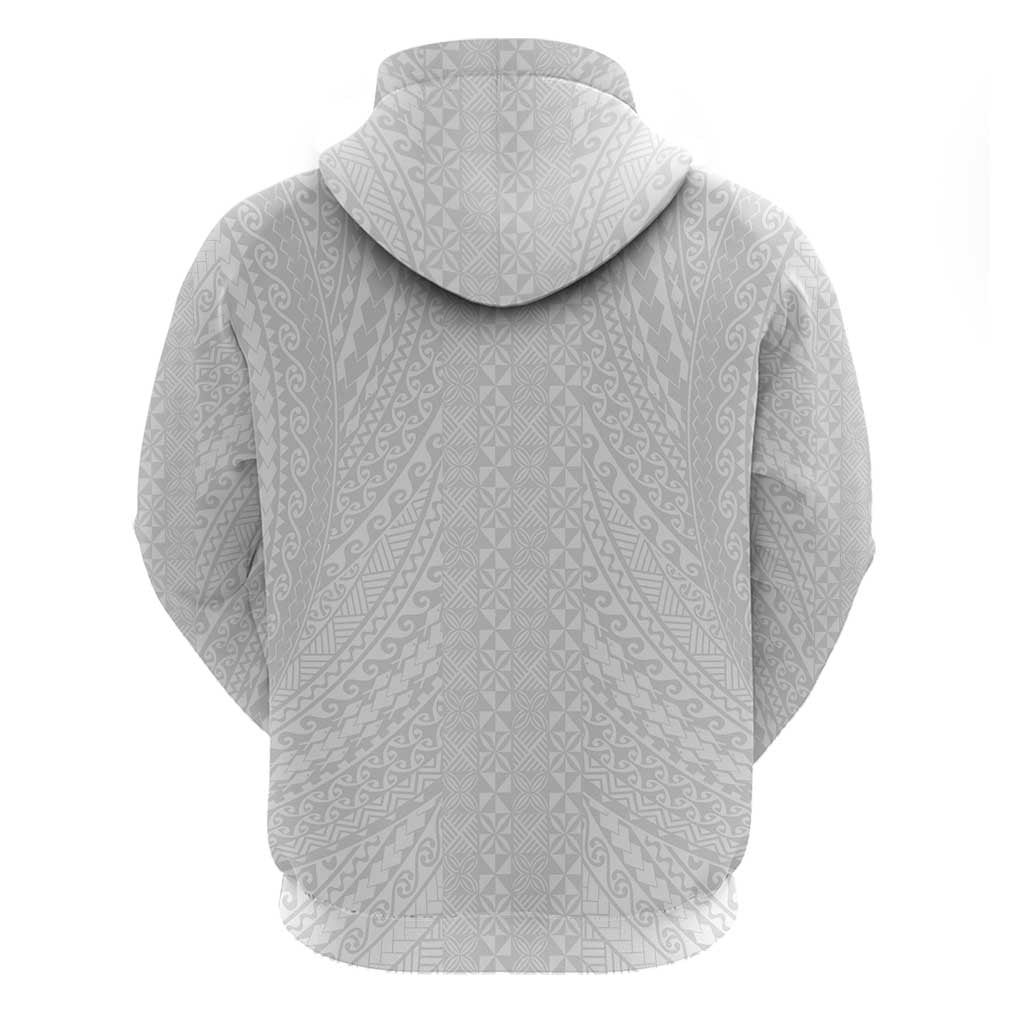 Lotu Tamaiti White Tongan Ngatu Zip Hoodie Polynesian Tribal Fonulei Pattern - Polynesian Pride