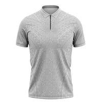 Lotu Tamaiti White Tongan Ngatu Zipper Polo Shirt Polynesian Tribal Fonulei Pattern - Polynesian Pride