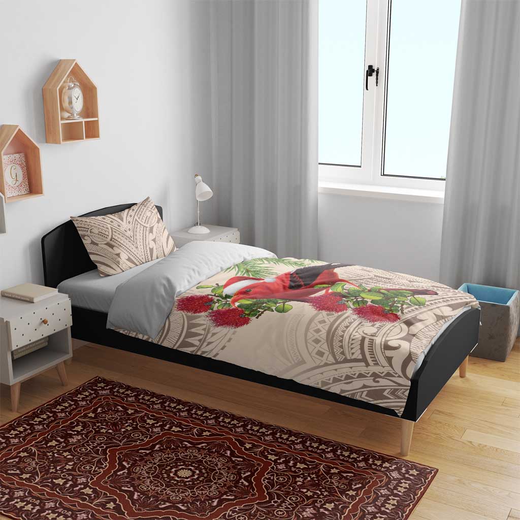 Christmas Hawaii with I'iwi Bird Bedding Set Aloha Mele Kalikimaka - Beige Art