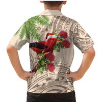Christmas Hawaii with I'iwi Bird Family Matching Mermaid Dress and Hawaiian Shirt Aloha Mele Kalikimaka - Beige Art LT9 - Polynesian Pride