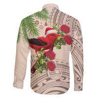 Christmas Hawaii with I'iwi Bird Family Matching Puletasi and Hawaiian Shirt Aloha Mele Kalikimaka - Beige Art LT9 - Polynesian Pride