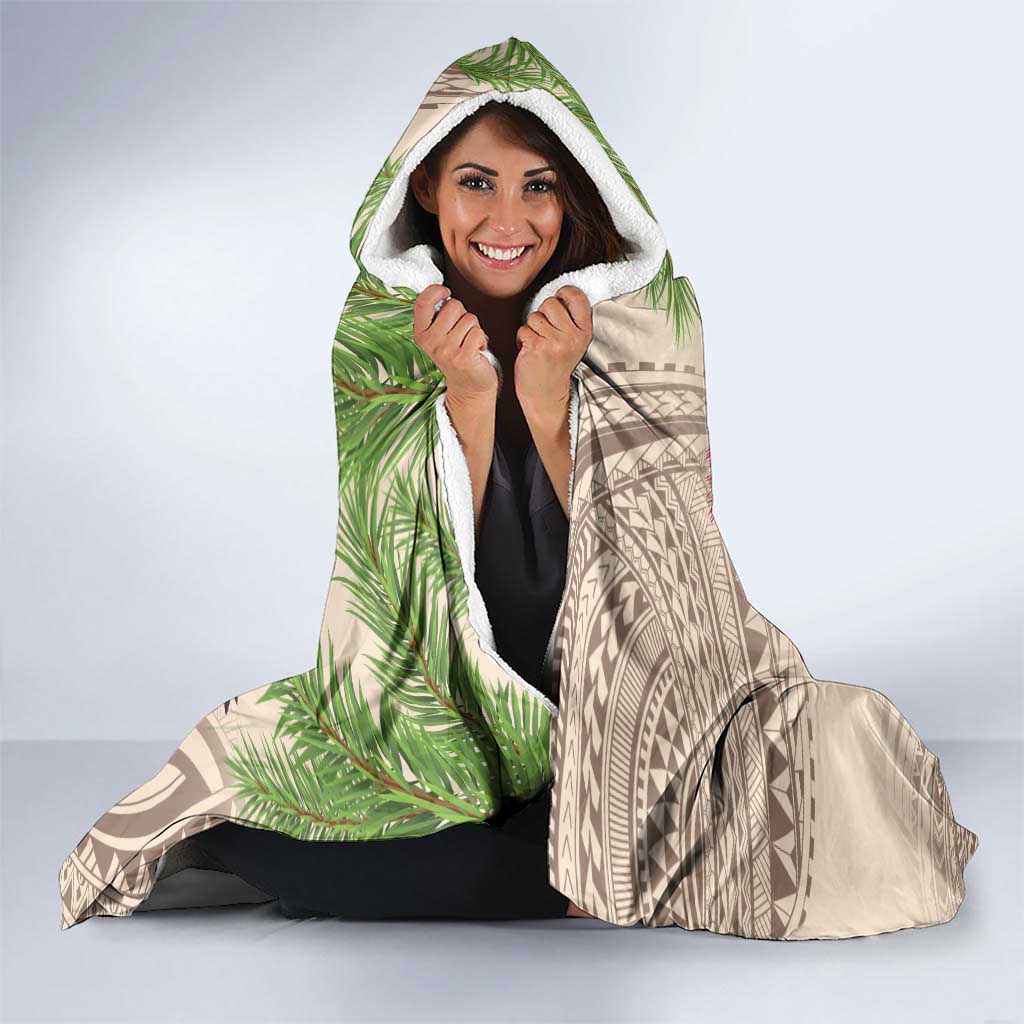 Christmas Hawaii with I'iwi Bird Hooded Blanket Aloha Mele Kalikimaka - Beige Art