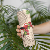 Christmas Hawaii with I'iwi Bird Skinny Tumbler Aloha Mele Kalikimaka - Beige Art LT9 - Polynesian Pride