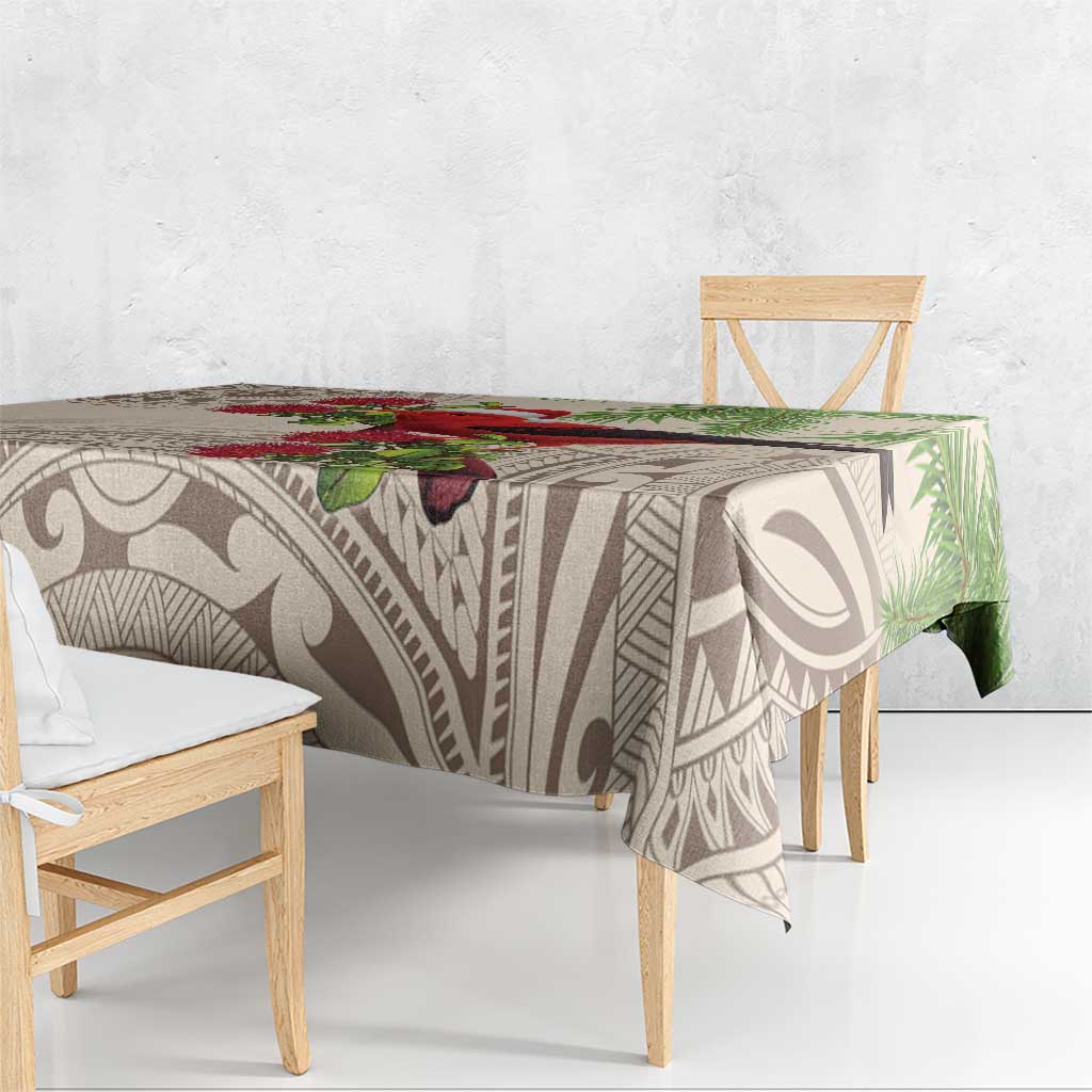 Christmas Hawaii with I'iwi Bird Tablecloth Aloha Mele Kalikimaka - Beige Art LT9 - Polynesian Pride