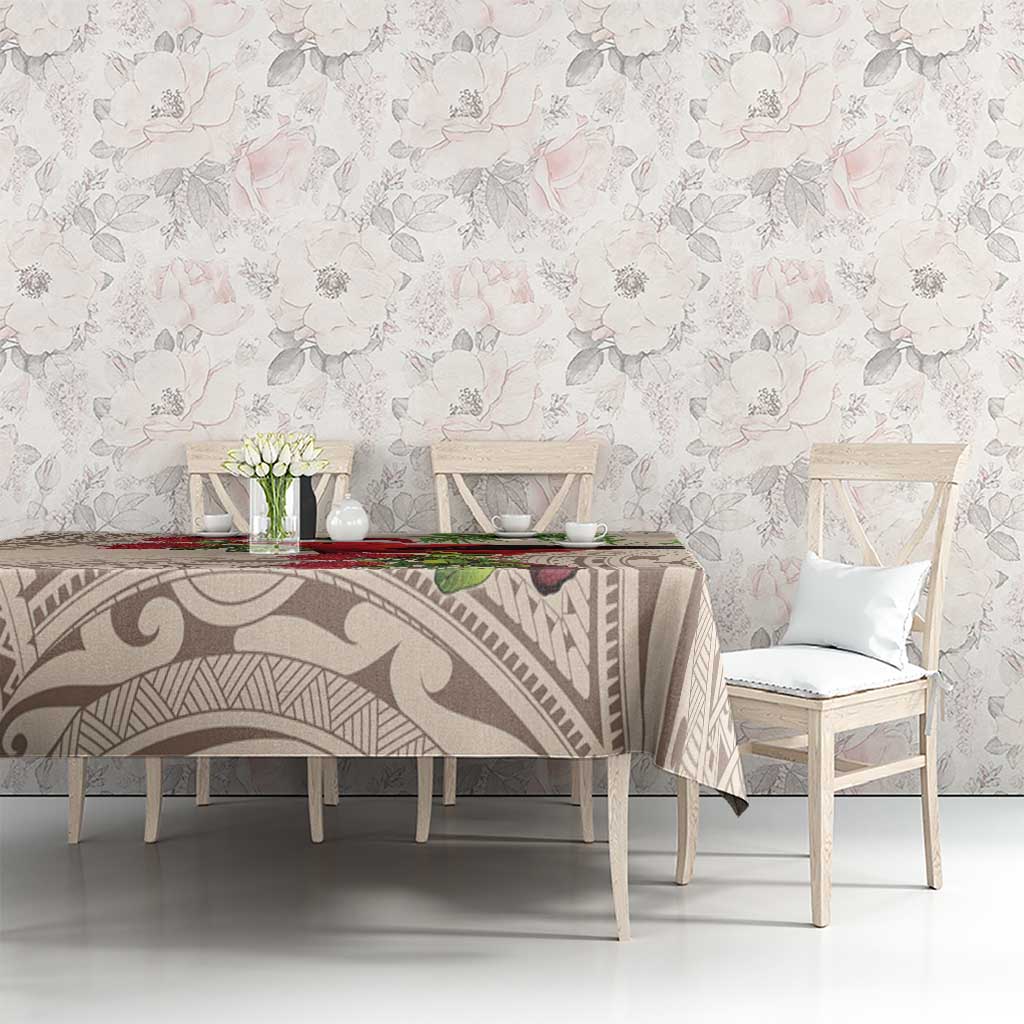 Christmas Hawaii with I'iwi Bird Tablecloth Aloha Mele Kalikimaka - Beige Art LT9 - Polynesian Pride