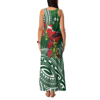Christmas Hawaii with I'iwi Bird Family Matching Tank Maxi Dress and Hawaiian Shirt Aloha Mele Kalikimaka - Green Art LT9 - Polynesian Pride