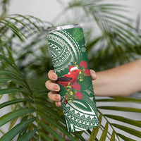 Christmas Hawaii with I'iwi Bird Skinny Tumbler Aloha Mele Kalikimaka - Green Art LT9 - Polynesian Pride