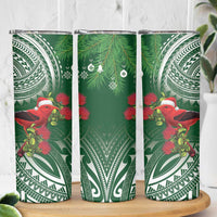 Christmas Hawaii with I'iwi Bird Skinny Tumbler Aloha Mele Kalikimaka - Green Art LT9 - Polynesian Pride