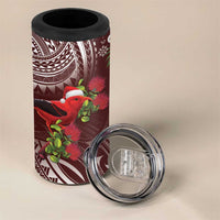 Christmas Hawaii with I'iwi Bird 4 in 1 Can Cooler Tumbler Aloha Mele Kalikimaka - Oxblood Art LT9 - Polynesian Pride