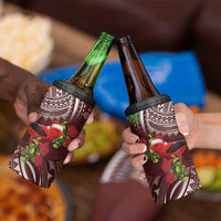 Christmas Hawaii with I'iwi Bird 4 in 1 Can Cooler Tumbler Aloha Mele Kalikimaka - Oxblood Art LT9 - Polynesian Pride