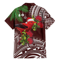 Christmas Hawaii with I'iwi Bird Family Matching Mermaid Dress and Hawaiian Shirt Aloha Mele Kalikimaka - Oxblood Art LT9 - Polynesian Pride