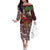 Christmas Hawaii with I'iwi Bird Family Matching Off The Shoulder Long Sleeve Dress and Hawaiian Shirt Aloha Mele Kalikimaka - Oxblood Art