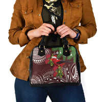 Christmas Hawaii with I'iwi Bird Shoulder Handbag Aloha Mele Kalikimaka - Oxblood Art