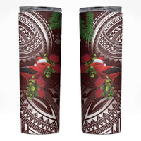 Christmas Hawaii with I'iwi Bird Skinny Tumbler Aloha Mele Kalikimaka - Oxblood Art LT9 Oxblood - Polynesian Pride
