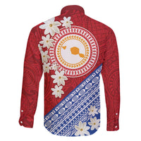 French Polynesia Family Matching Off The Shoulder Long Sleeve Dress and Hawaiian Shirt Tahitian Tiare Flowers Tribal LT9 - Polynesian Pride