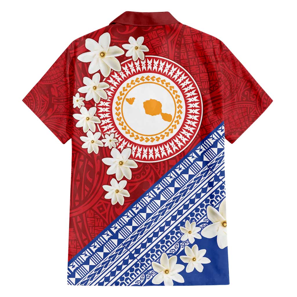 French Polynesia Family Matching Off Shoulder Short Dress and Hawaiian Shirt Tahitian Tiare Flowers Tribal LT9 - Polynesian Pride