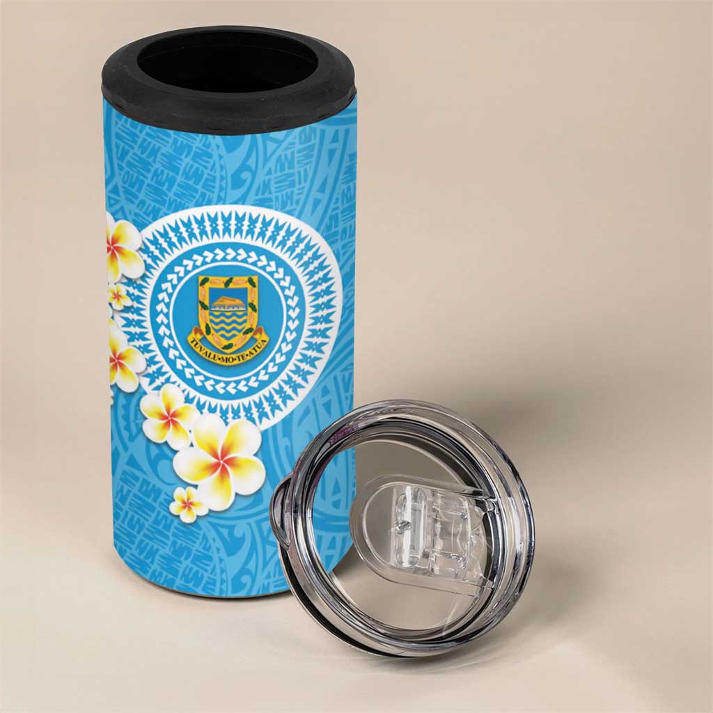 Tuvalu Plumeria Flowers 4 in 1 Can Cooler Tumbler Polynesian Tribal Pattern LT9 - Polynesian Pride