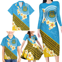 Tuvalu Plumeria Flowers Family Matching Long Sleeve Bodycon Dress and Hawaiian Shirt Polynesian Tribal Pattern LT9 - Polynesian Pride