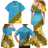 Tuvalu Plumeria Flowers Family Matching Mermaid Dress and Hawaiian Shirt Polynesian Tribal Pattern LT9 - Polynesian Pride