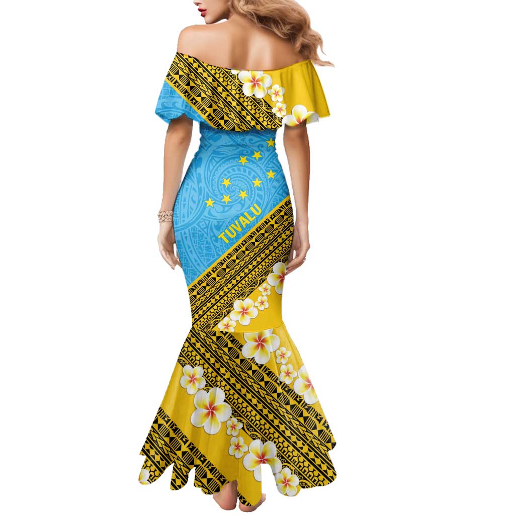 Tuvalu Plumeria Flowers Family Matching Mermaid Dress and Hawaiian Shirt Polynesian Tribal Pattern LT9 - Polynesian Pride