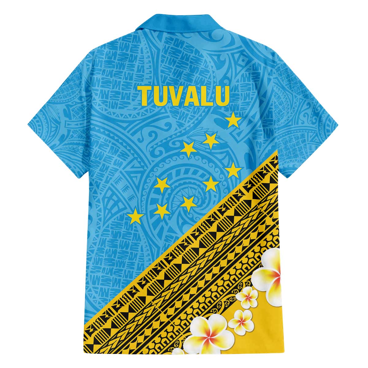 Tuvalu Plumeria Flowers Family Matching Off The Shoulder Long Sleeve Dress and Hawaiian Shirt Polynesian Tribal Pattern LT9 - Polynesian Pride
