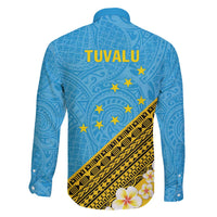 Tuvalu Plumeria Flowers Family Matching Off The Shoulder Long Sleeve Dress and Hawaiian Shirt Polynesian Tribal Pattern LT9 - Polynesian Pride