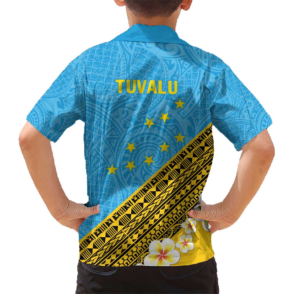 Tuvalu Plumeria Flowers Family Matching Short Sleeve Bodycon Dress and Hawaiian Shirt Polynesian Tribal Pattern LT9 - Polynesian Pride