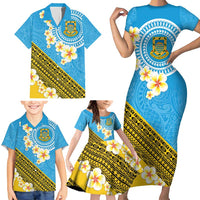 Tuvalu Plumeria Flowers Family Matching Short Sleeve Bodycon Dress and Hawaiian Shirt Polynesian Tribal Pattern LT9 - Polynesian Pride