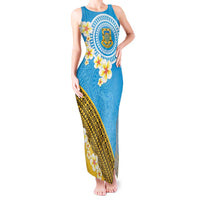 Tuvalu Plumeria Flowers Tank Maxi Dress Polynesian Tribal Pattern