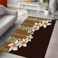 Vintage Hibiscus Turtle Pattern Area Rug with Plumeria Half Style