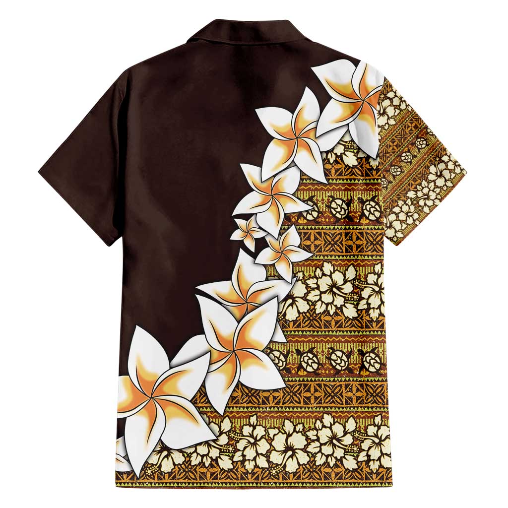 Vintage Hibiscus Turtle Pattern Family Matching Short Sleeve Bodycon Dress and Hawaiian Shirt with Plumeria Half Style