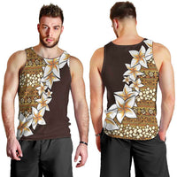 Vintage Hibiscus Turtle Pattern Men Tank Top with Plumeria Half Style