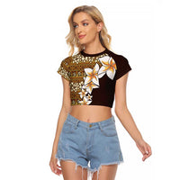 Vintage Hibiscus Turtle Pattern Raglan Cropped T Shirt with Plumeria Half Style